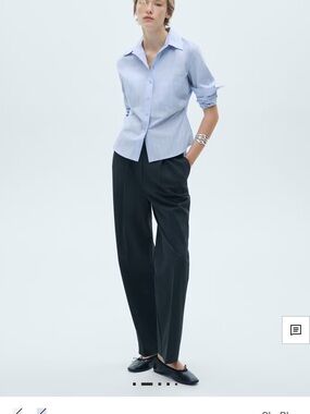 Mango Light Blue Button-Down Shirt